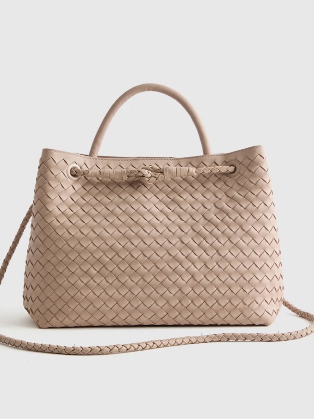 Quince Mauve-Taupe Woven Leather Tote